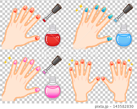 Illustration set of hands getting manicured (2) 143582830