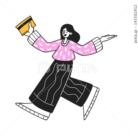 Woman Walking With Book Cartoon Woman Walking With Book Cartoon 143582912
