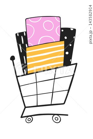 Shopping Cart Loaded Doodle Style 143582914