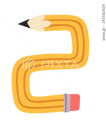 Pencil Bending Into Zigzag Cartoon Pencil Bending Into Zigzag Cartoon 143582929
