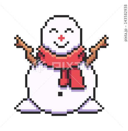 Snowman Celebrating With Scarf Pixel Art Snowman Celebrating With Scarf Pixel Art 143582938