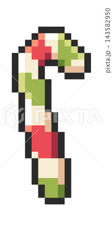 Candy Cane Pixel Art Icon Candy Cane Pixel Art Icon 143582950