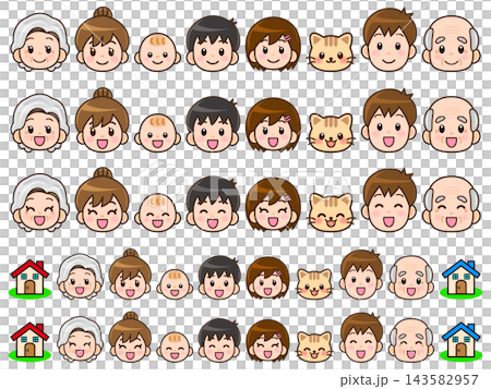 Family Face Icon Expression Illustration Set Family Face Icon Expression Illustration Set 143582957