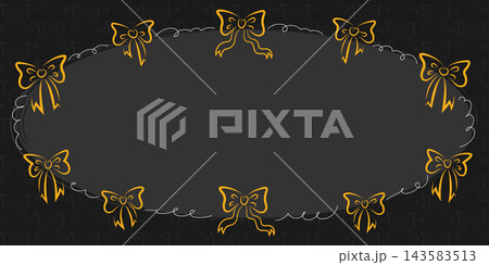 Decorative banner with yellow bow ribbons in doodle style. Vector illustration Decorative banner with yellow bow ribbons in doodle style. Vector illustration 143583513
