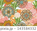 Colorful seamless marine pattern with corals 143584332