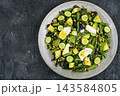 Healthy green superfood salad with avocado and asparagus 143584805