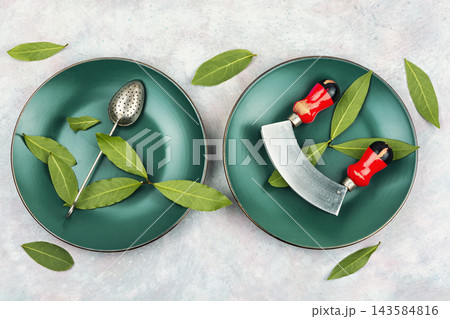 Organic bay leaves and tea accessories Organic bay leaves and tea accessories 143584816
