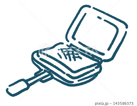 ホットサンドメーカーのイラスト。キャンプ用品。手描き風ベクター素材。 143586373