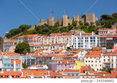 Sao Jorge Fortress Above Lisbon Rooftops, Portugal Sao Jorge Fortress Above Lisbon Rooftops, Portugal 143586662