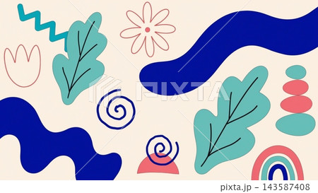 a soft modern abstract botanical doodle illustration 143587408