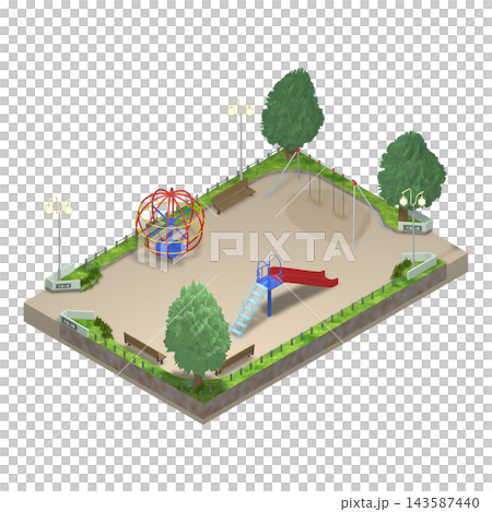 [Isometric Image] Children's Park - Transparent PNG - No People 143587440