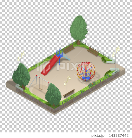 【アイソメトリック素材】児童公園 透明PNG 人物無し 【アイソメトリック素材】児童公園 透明PNG 人物無し 143587442