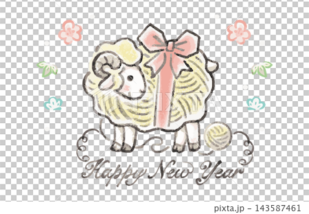 Watercolor, sheep, hand-drawn, Year of the Sheep, New Year's card, New Year 2027, yarn, sheep, ribbon, logo, illustration, design Watercolor, sheep, hand-drawn, Year of the Sheep, New Year's card, New Year 2027, yarn, sheep, ribbon, logo, illustration, design 143587461