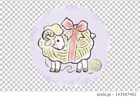 Watercolor, sheep, hand-drawn, Year of the Sheep, New Year's card, New Year 2027, yarn, sheep, ribbon, logo, illustration, design Watercolor, sheep, hand-drawn, Year of the Sheep, New Year's card, New Year 2027, yarn, sheep, ribbon, logo, illustration, design 143587462