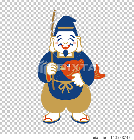 惠比壽(七福神之一)的插圖,他是商業繁榮和豐收之神。 惠比壽(七福神之一)的插圖,他是商業繁榮和豐收之神。 143588748