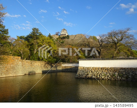 美しい城郭建築 丸亀城の内堀と土塀・石垣・現存天守の風景(香川県丸亀市) 美しい城郭建築 丸亀城の内堀と土塀・石垣・現存天守の風景(香川県丸亀市) 143589495