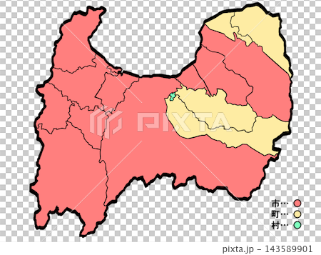 Map of Toyama Prefecture: City and Town Colors (Brushstroke Style) Map of Toyama Prefecture: City and Town Colors (Brushstroke Style) 143589901