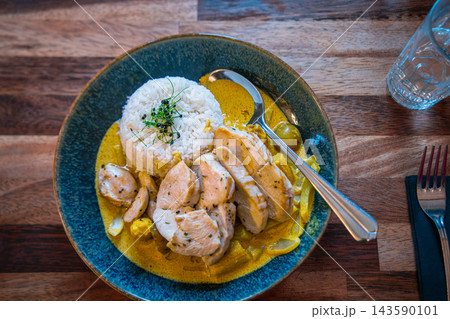Thai Chicken Curry with Rice in Vik, Iceland Thai Chicken Curry with Rice in Vik, Iceland 143590101
