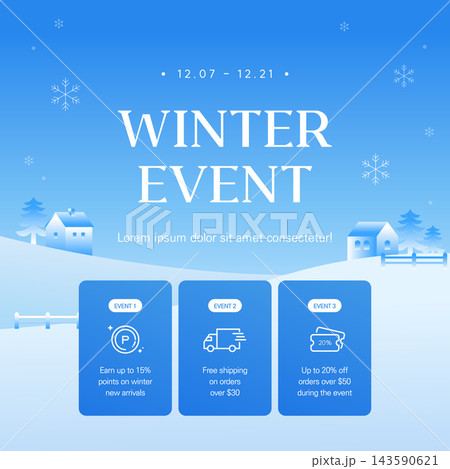 Winter Sale Promotion Event Banner Template Design for Shopping Online 143590621