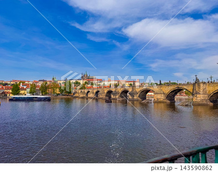 Prague along the river near the castle district Prague along the river near the castle district 143590862
