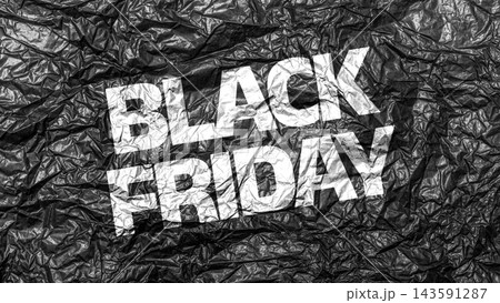 Black Friday sale with bold text on wrinkled black background 143591287