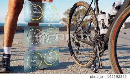 Details of a cycling activity showing duration, distance, average speed, maximum speed, elevation gain, and training load Details of a cycling activity showing duration, distance, average speed, maximum speed, elevation gain, and training load 143592225