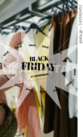 Black Friday sale on November 27 inside a retail store showcasing products with discount signs Black Friday sale on November 27 inside a retail store showcasing products with discount signs 143592451