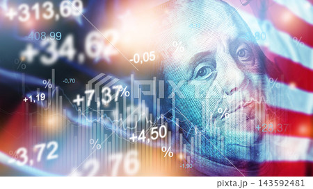 Chart showing money trends with American currency and financial data Chart showing money trends with American currency and financial data 143592481