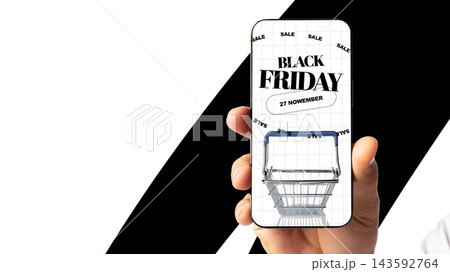 Black Friday sale announced on mobile phone for shopping on 27 November Black Friday sale announced on mobile phone for shopping on 27 November 143592764