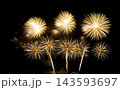 Golden firework sparkling on black background for celebration and anniversary 143593697