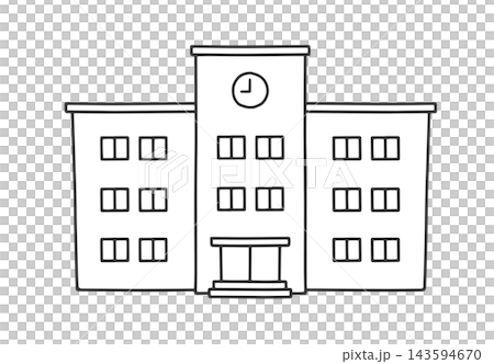 學校建築的線條畫插圖 143594670