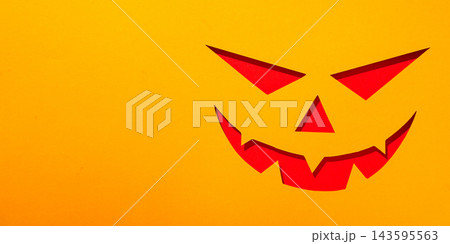 Halloween. Colorful paper pumpkin cutout adds fun touch for Halloween events 143595563