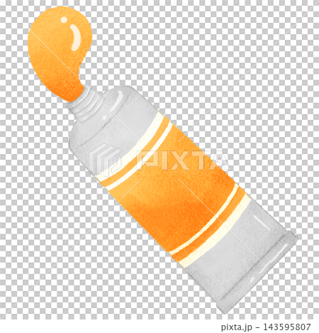 オレンジ色の絵の具の手描き風イラスト オレンジ色の絵の具の手描き風イラスト 143595807
