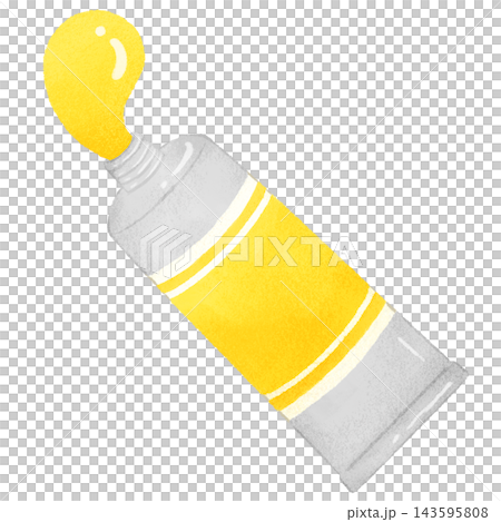 黄色の絵の具の手描き風イラスト 黄色の絵の具の手描き風イラスト 143595808