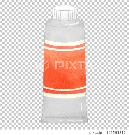 A hand-drawn style illustration of a red paint tube (with lid) A hand-drawn style illustration of a red paint tube (with lid) 143595812