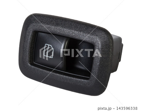 Power window button on white isolated background. Window lifter key block. Spare parts Power window button on white isolated background. Window lifter key block. Spare parts 143596338