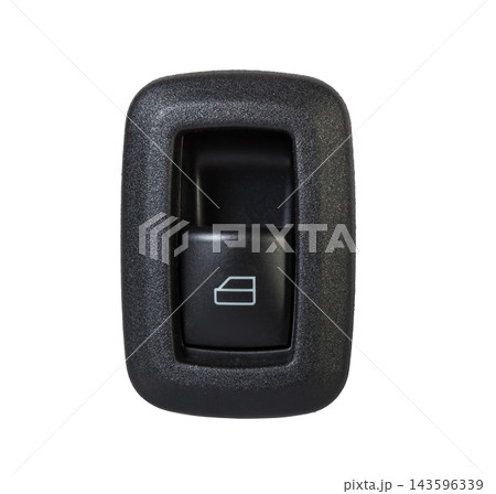 Power window button on white isolated background. Window lifter key block. Spare parts 143596339