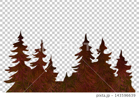 紅葉針葉樹か並ぶ背景イラスト　PNG素材 143596639
