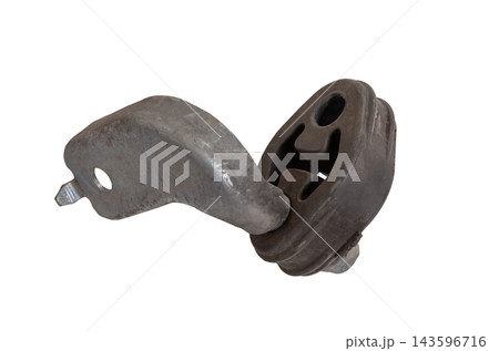 Car exhaust pipe rubber hanger isolated on white. Spare parts catalog for vehicles 143596716