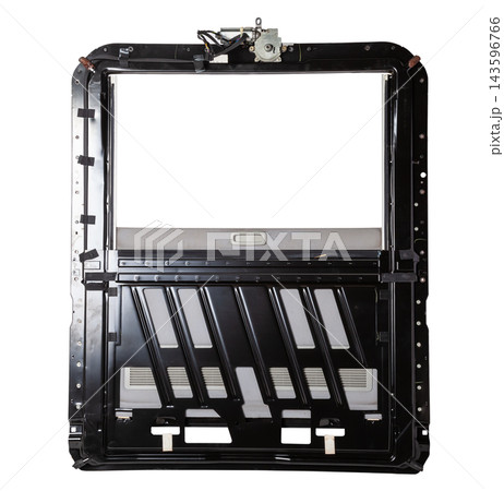Close-up on the sunroof of a car on a white isolated background. Catalog of spare parts and accessories for vehicles Close-up on the sunroof of a car on a white isolated background. Catalog of spare parts and accessories for vehicles 143596766