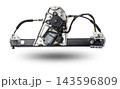 Electric window mechanism for a car on a white isolated background. Automotive spare parts catalog 143596809
