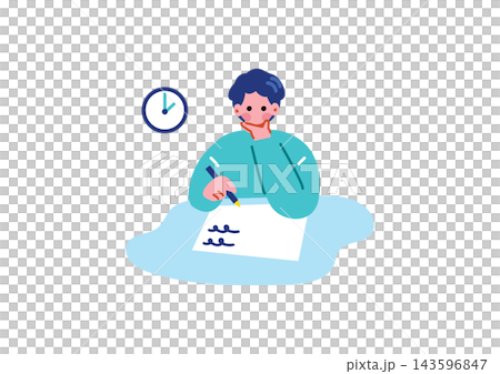 Illustration of a male student studying Illustration of a male student studying 143596847