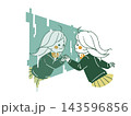 デジタル上の自分と向き合う女子生徒-4色 デジタル上の自分と向き合う女子生徒-4色 143596856