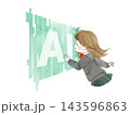 デジタル画面でAIと向き合う女子生徒-水彩 デジタル画面でAIと向き合う女子生徒-水彩 143596863