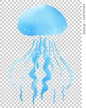 A watercolor-style illustration of a jellyfish swimming gracefully and softly. A watercolor-style illustration of a jellyfish swimming gracefully and softly. 143597167