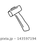 Hammer doodle line icon vector element 143597194