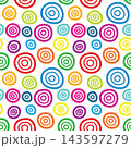 Colorful seamless hand-drawn concentric circles pattern 143597279