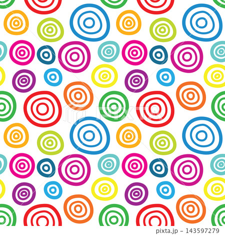 Colorful seamless hand-drawn concentric circles pattern Colorful seamless hand-drawn concentric circles pattern 143597279