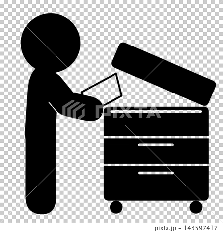A simple pictogram of a person using a copier. A simple pictogram of a person using a copier. 143597417