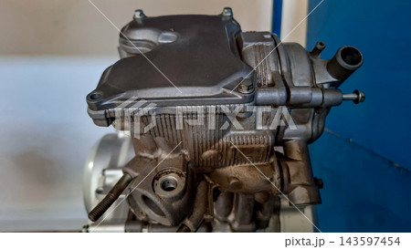 Side Profile of Motorcycle Cylinder Head Side Profile of Motorcycle Cylinder Head 143597454